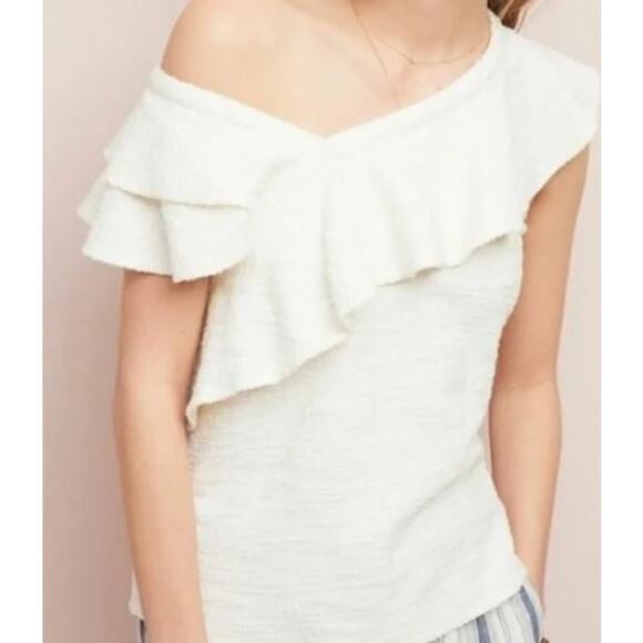 Dolan Anthropologie Louisa Ivory Off Shoulder Ruffle Top Small - Picture 1 of 11